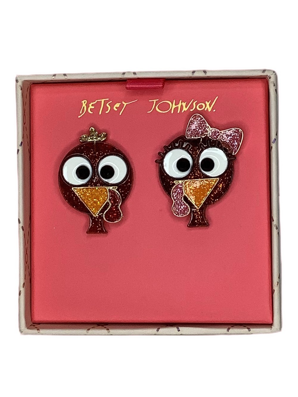 Betsey Johnson Thanksgiving Turkey Mismatched Earrings New